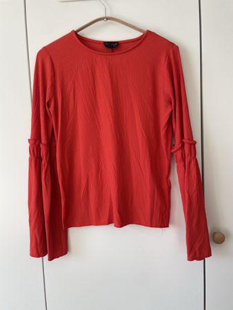 Langarmshirt Topshop orange gerippt Gr 36