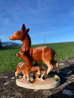 Porzellanfigur Reh mit Rehkitz  Tierfigur sign. Chindon 1956