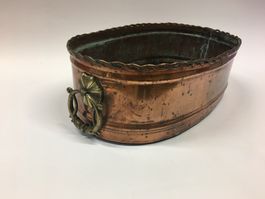 Pflanzschale aus Kupfer mit Griffen, Vintage Deko