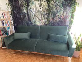 Schlafsofa, 3-Sitzer, Tannengrün, wie neu