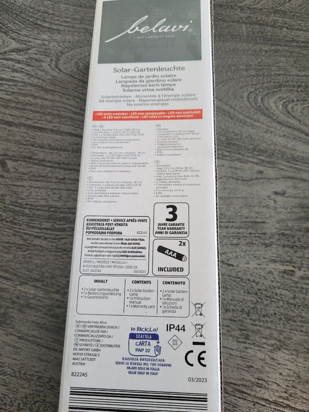 Lampade: Neue Solar-Gartenleuchte, LED, IP44 – Nuovo e nell'imballaggio originale da Bassersdorf venduto da K1966 1