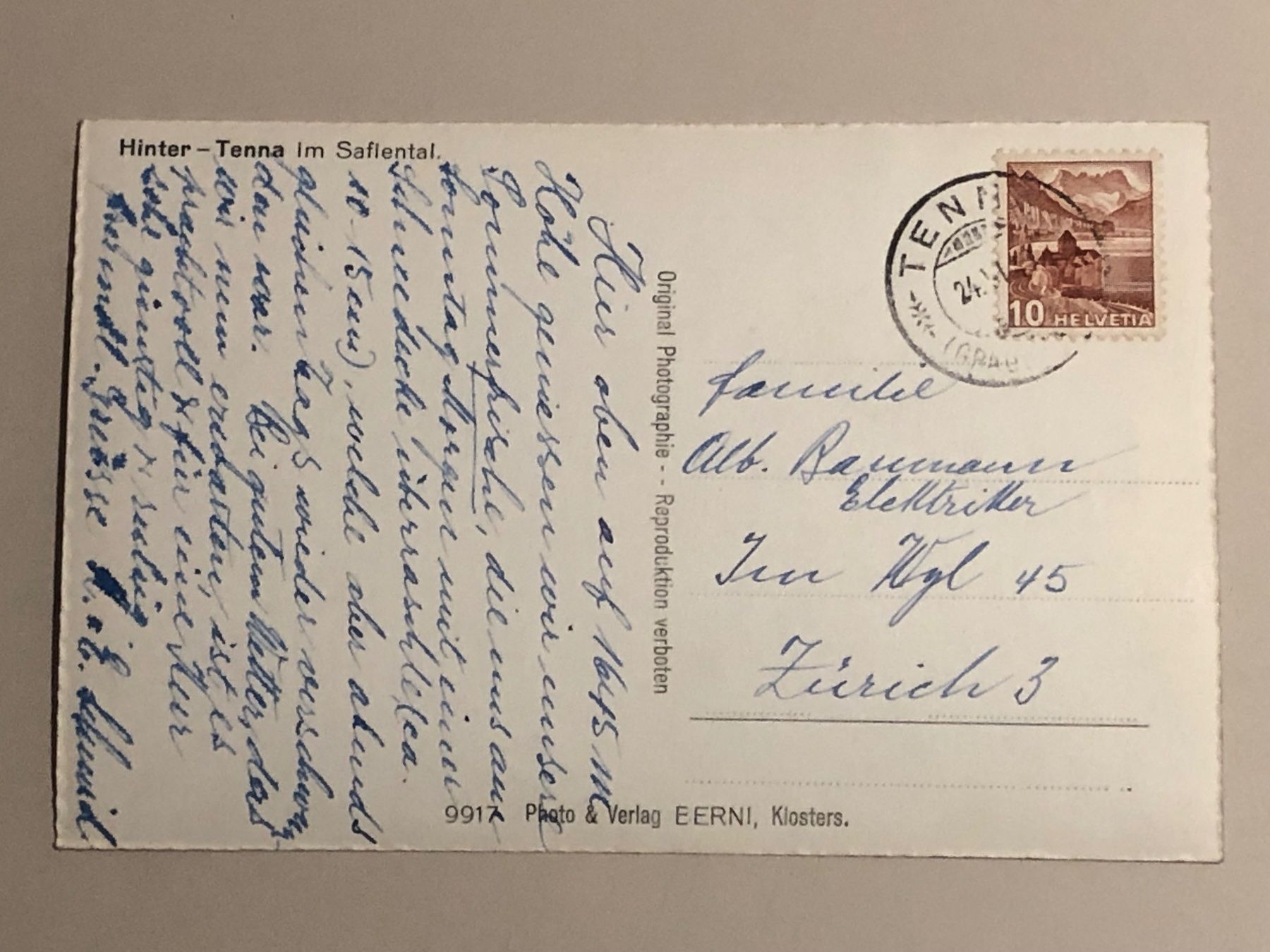 Cartoline postali: uralte Ansichtskarte HINTER-TENNA – Usato da Lufingen venduto da Rac0 1