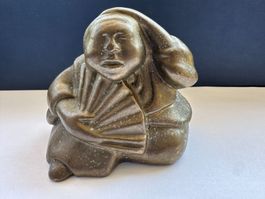 Rare Sculpture Bronze Dore(Moine Oriental)Signée Soia 917 gr