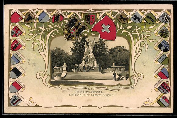 Cartoline postali: Passepartout-Lithographie Neuchatel, Mon – Usato da Berlin venduto da bartko-reher
