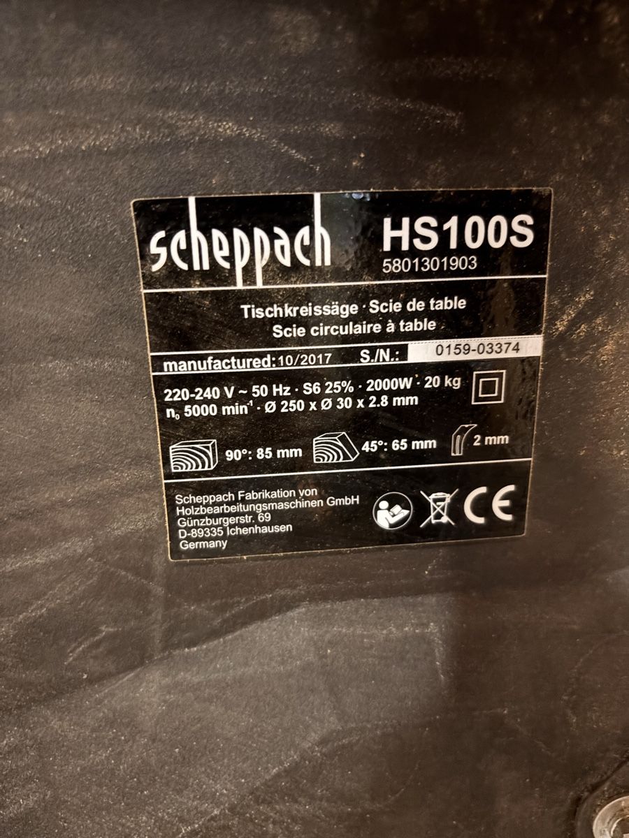 Scheppach Seghe: Scheppach HS100S Tischkreissäge – Usato da Dierikon venduto da funkychris 2