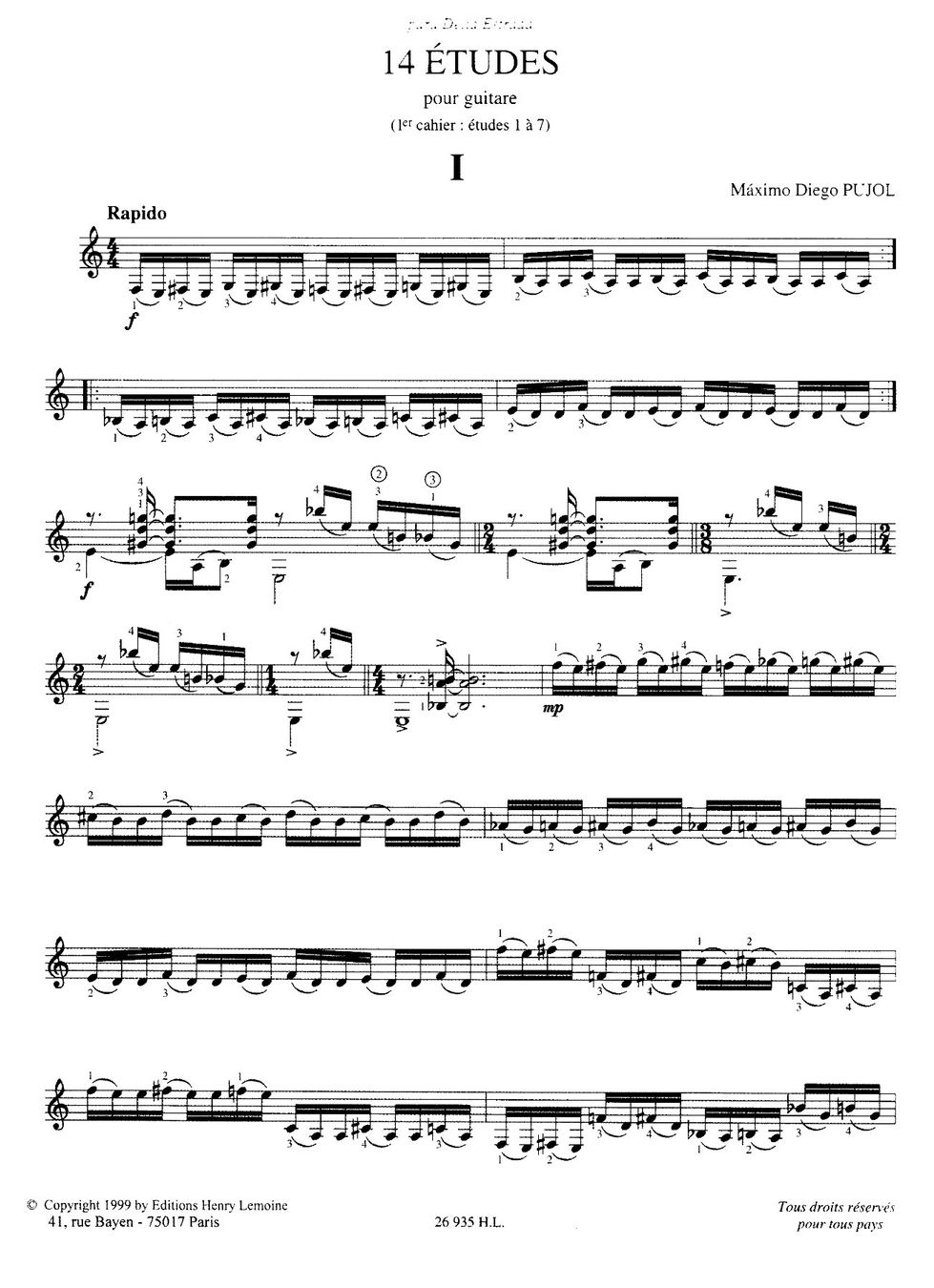 Bücher: 14 études volume 1 - MAXIMO DIEGO PUJOL – Neu (gemäss Beschreibung) aus St-Blaise von partita-ch 1