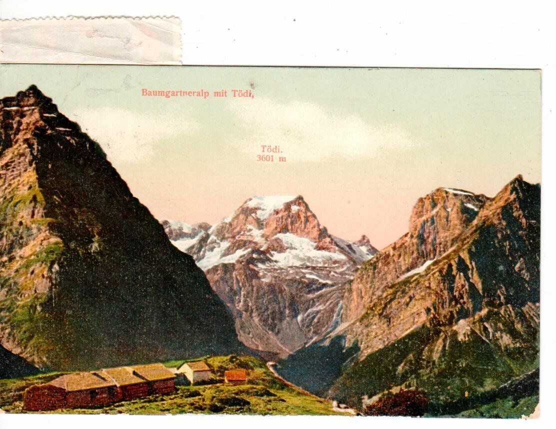 Ansichtskarten: Baumgartenalp mit Tödi - Vignette Braunwald – Gebraucht aus Wolhusen von Curver9 1