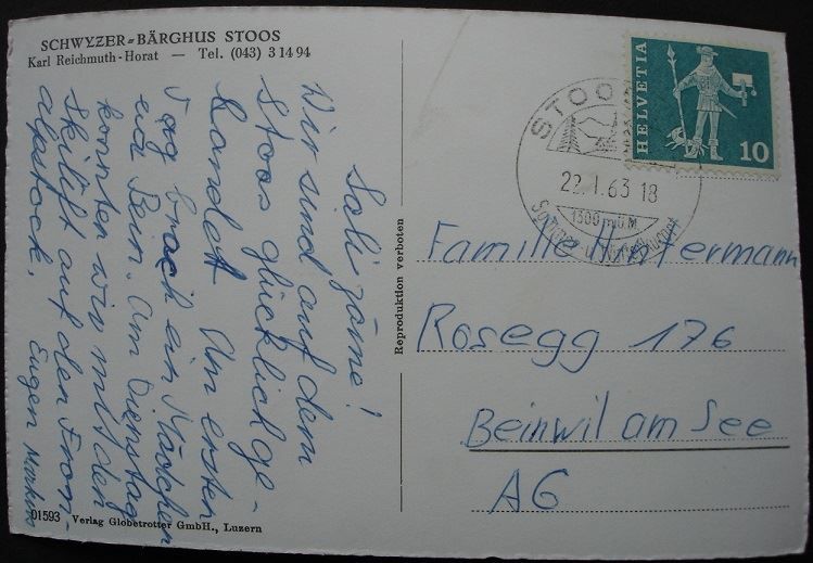 Cartoline postali: STOOS Schwyzer Bärghus, Skilift – Usato da Jona venduto da philajona 1