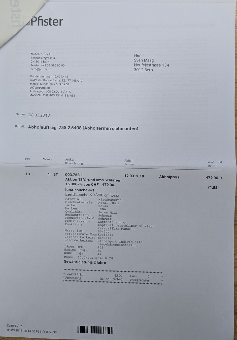 Letti: Bett, Rost und Bett 90x200cm – Nuovo (secondo la descrizione) da Liebefeld venduto da se7ens 2