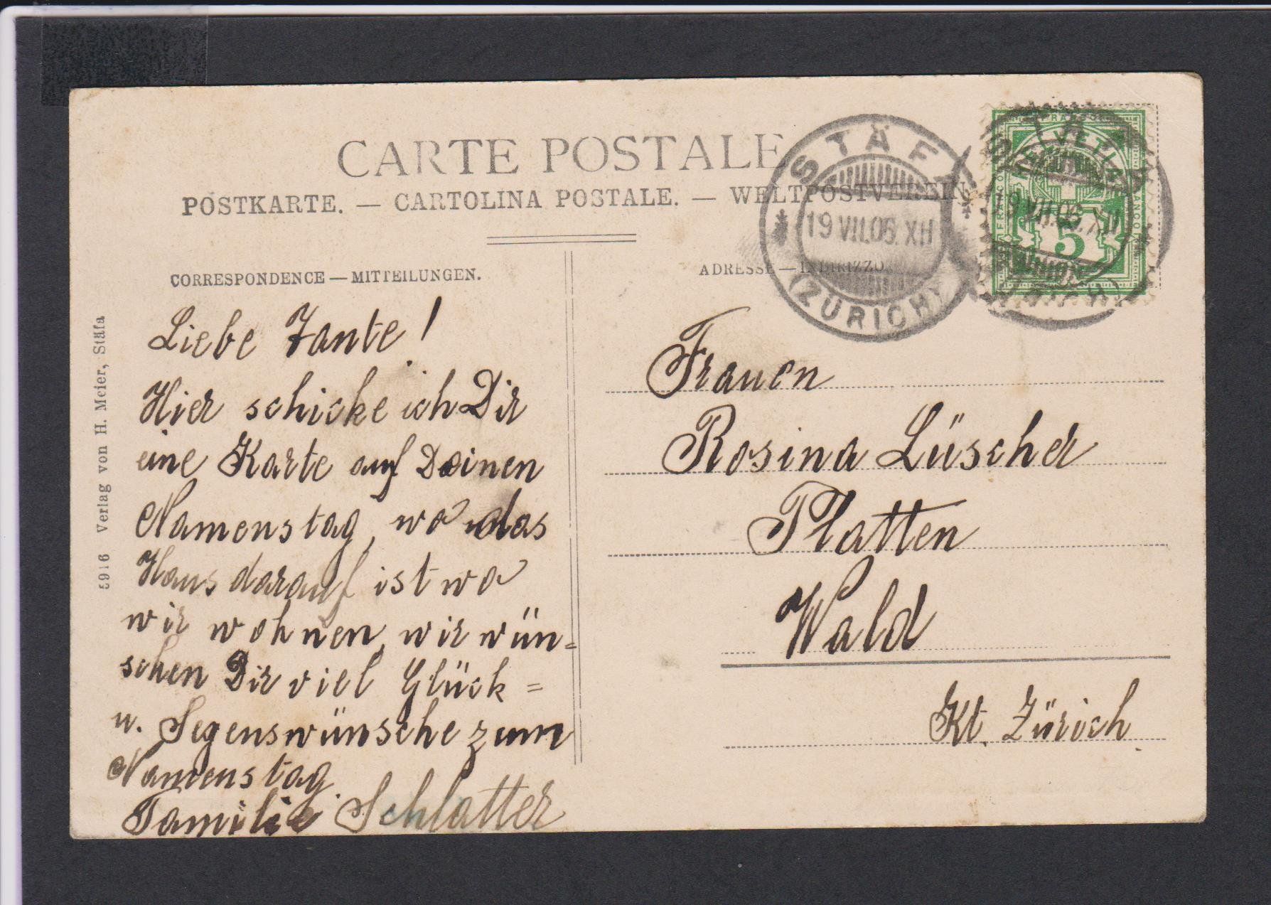 Cartes postales: Stäfa  ZH   -   alte Ansichtskarte von 1906 – D'occasion à Vitznau par Ropaku 1