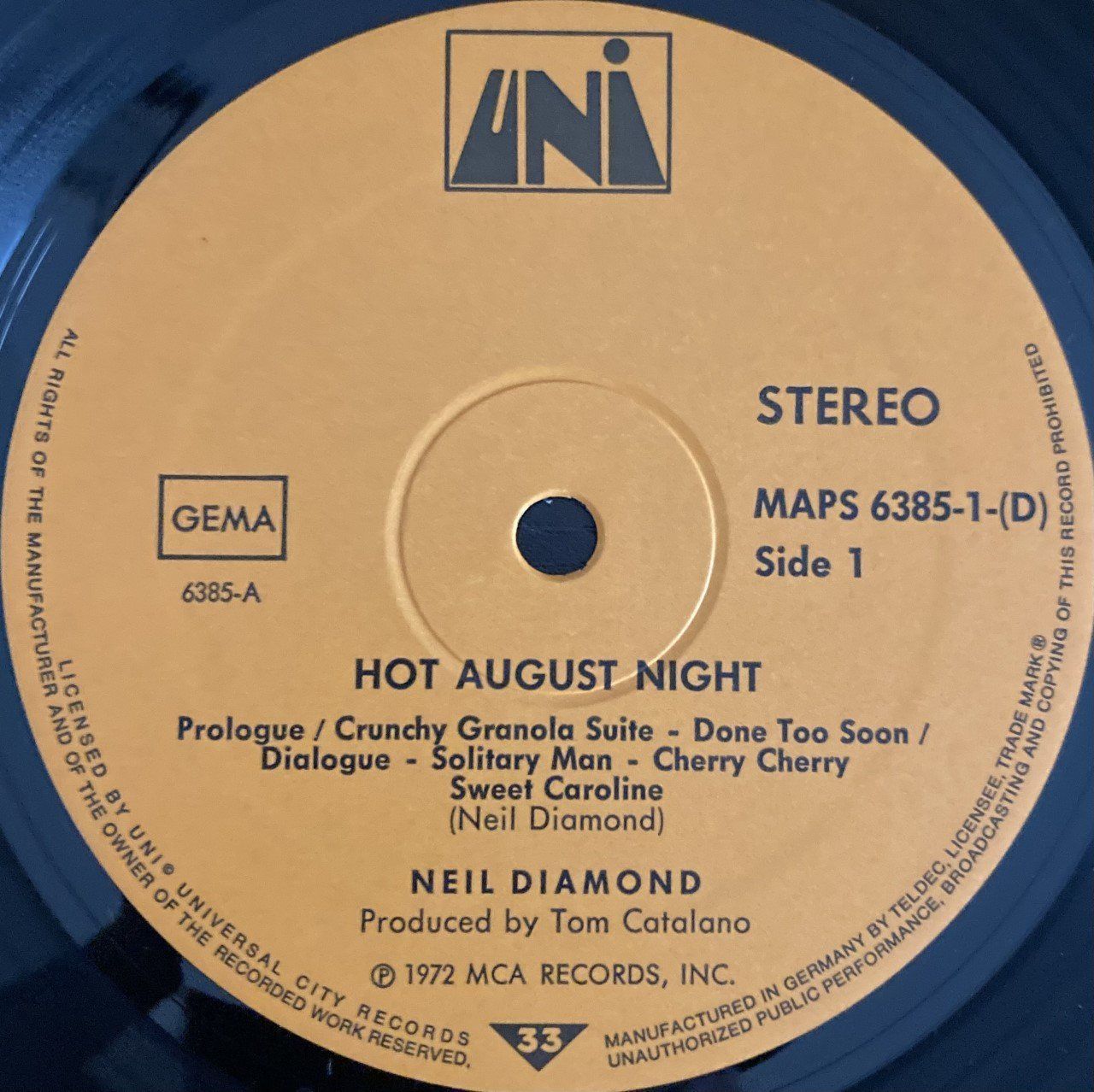 Schallplatten: Neil Diamond - Hot August Night Doppel-LP °1972° – Gebraucht aus Wettingen von  5
