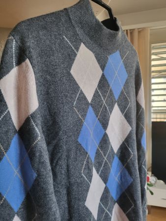 Kaschmir Pullover mit Argyle Muster - Grösse L Top!