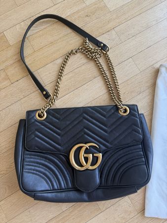 Sac Gucci GG Marmont, cuir noir, comme neuf! 💼🖤