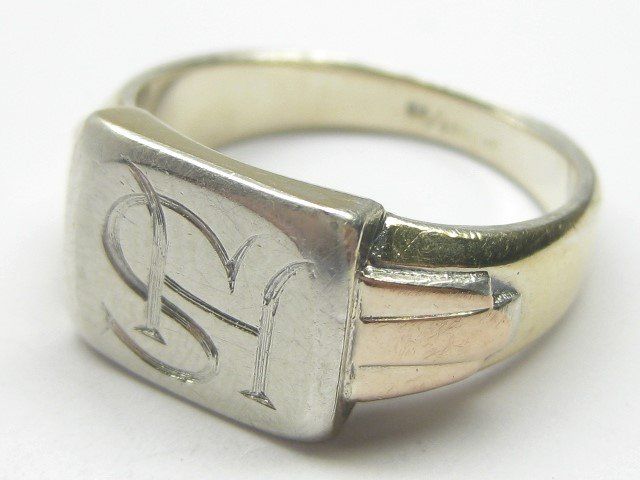 Anelli: Antik Ring Silber geprüft teilvergoldet Monogramm SH / Gr.59 – Usato da Ermatingen venduto da Decovin 5