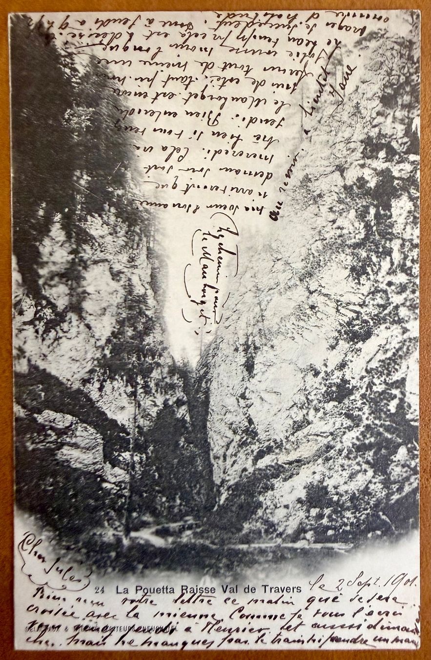 Cartoline postali: Val de Travers - La Pouetta Raisse 1901 – Usato da Lutry venduto da Ediego