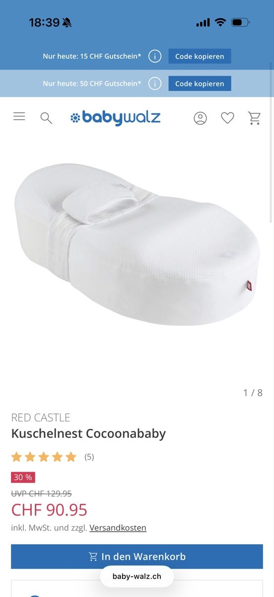 Matratzen: Red Castle Cocoonababy Baby Nest – Gebraucht aus Erlinsbach SO von Topf12 5