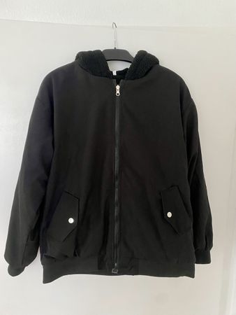 Black hooded double sided Bomber Jacket