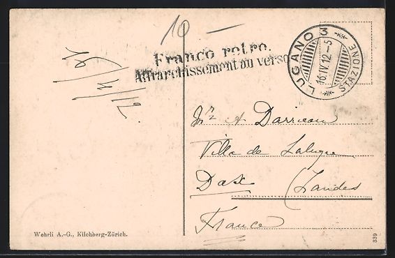 Cartoline postali: AK Lugano, Mte. S. Salvatore, 1912 – Usato da Berlin venduto da bartko-reher 1
