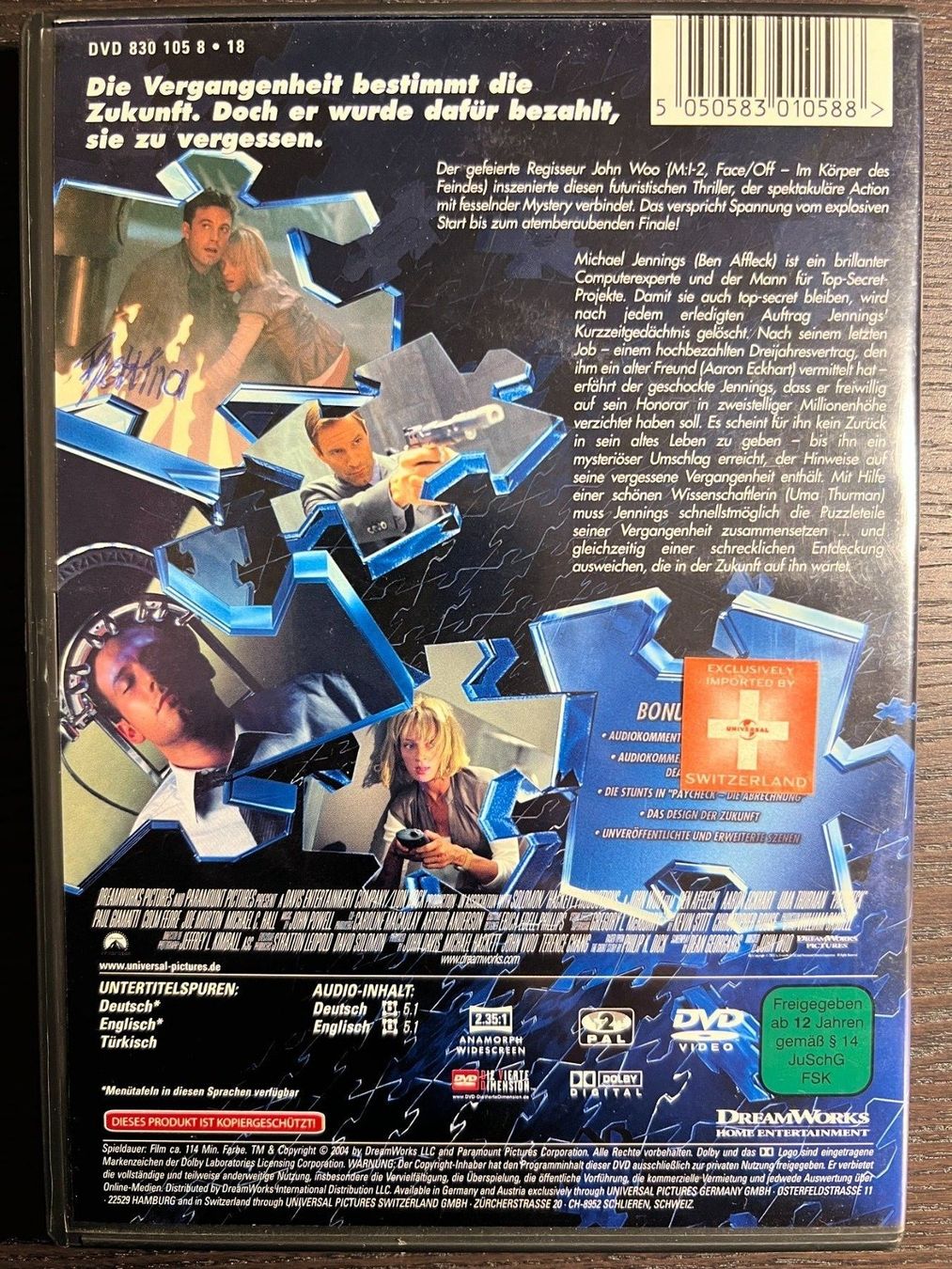 Tutti i DVDs: Paycheck - Die Abrechnung – Usato da Zürich venduto da FilmFreunde 1