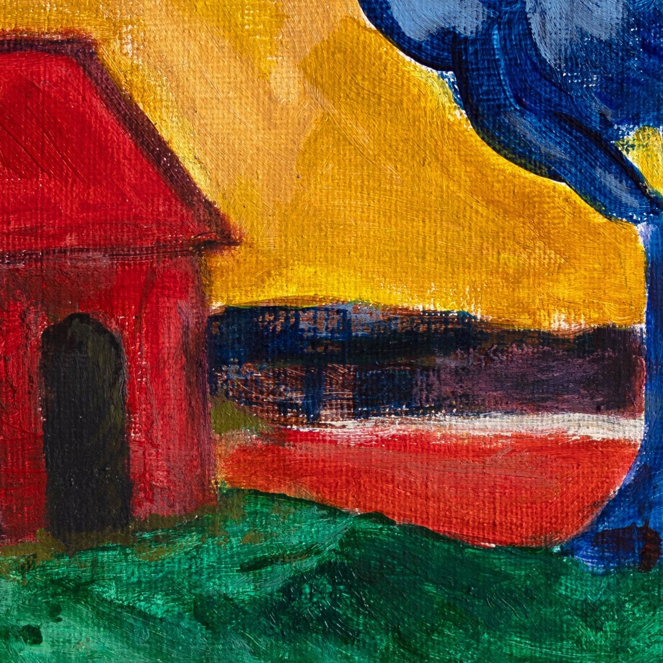 Dipinti: Andrey Kozlov, "Red house vs blue tree", Original – Nuovo (secondo la descrizione) da Rüschlikon venduto da and_kozlov 1