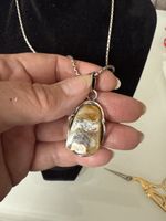 Vintage Kettenanhänger mit Bernstein in Silber Top