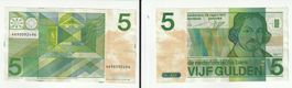Niederland banknoten 5 gulden 1973 befleckt