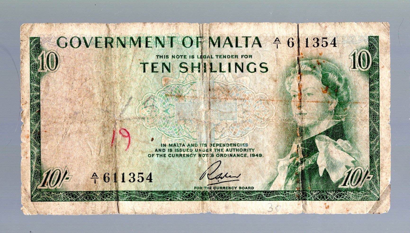 Banconote: Malta 10 schillings selten – Usato da Leibstadt venduto da baroc333