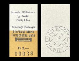 Sils Baselgia Sils Maria Postauto Edmondsonsches Billett