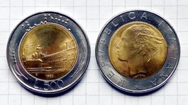 Italien 500 Lira Bimetall 1983