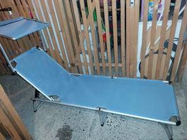 Faltliege Liegegestell Aluminium Stoff blau gebraucht