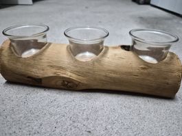 Rustikaler Kerzenständer aus Holz für 3 Teelichter🕯️