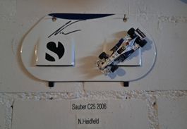 Sauber F1 Nasenabdeckung mit Modell + orig Unterschrift 