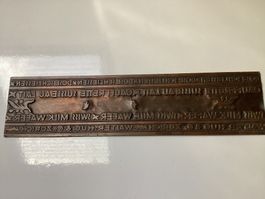 Alte Druckplatte "SWISS MILK WAFER“ Walter Hug & Co.Zürich