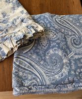 Taie d'oreiller fleuri et housse duvet bleu coton
