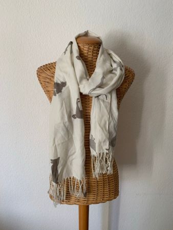 Schal Tuch beige mit Hunden