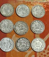 9x 50 Rp Stücke Schweiz verschiedene Jahrgänge Sammlung