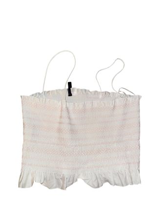 H&M Crop Top weiss/hellrosa gerafft – Grösse L