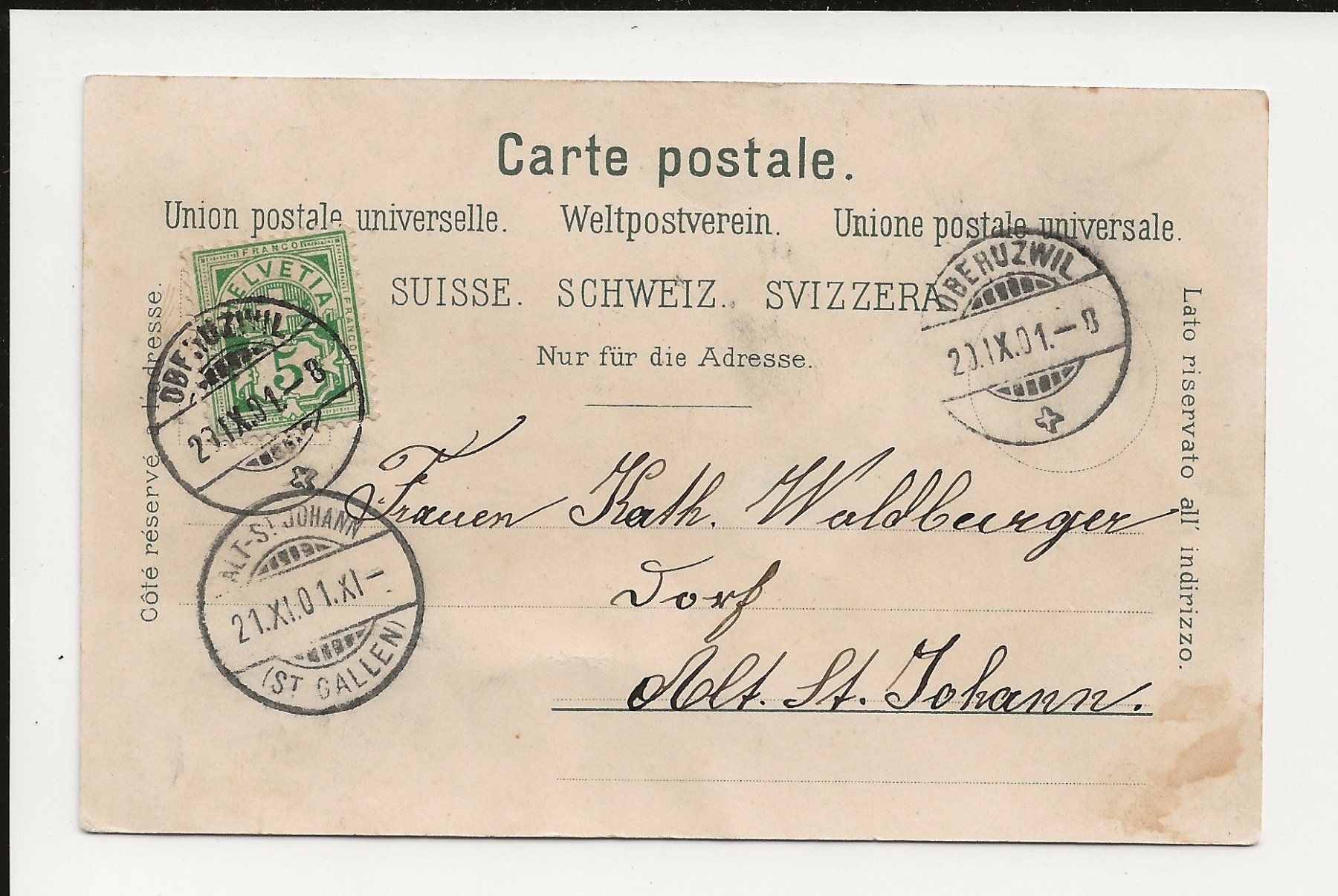 Ansichtskarten: AK 1901 Gruss aus Peter und Paul , Oberuzwil SG – Gebraucht aus Greifensee von 315WDO 1