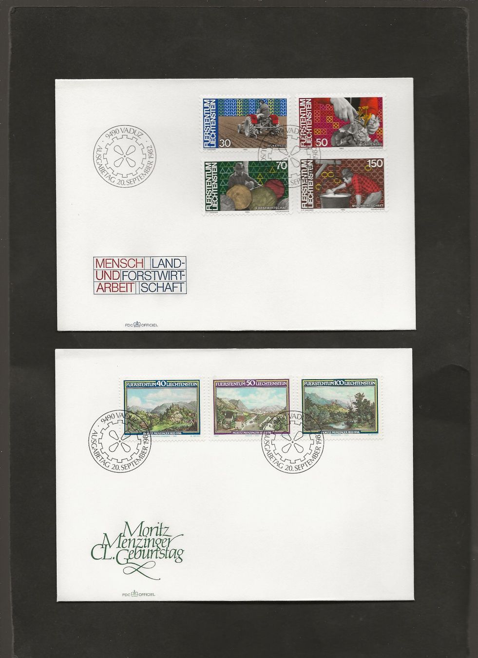 Tutti i francobolli: 32 FDC Liechtenstein 1982 bis 1986 – Usato da Au ZH venduto da xelagreb01 2