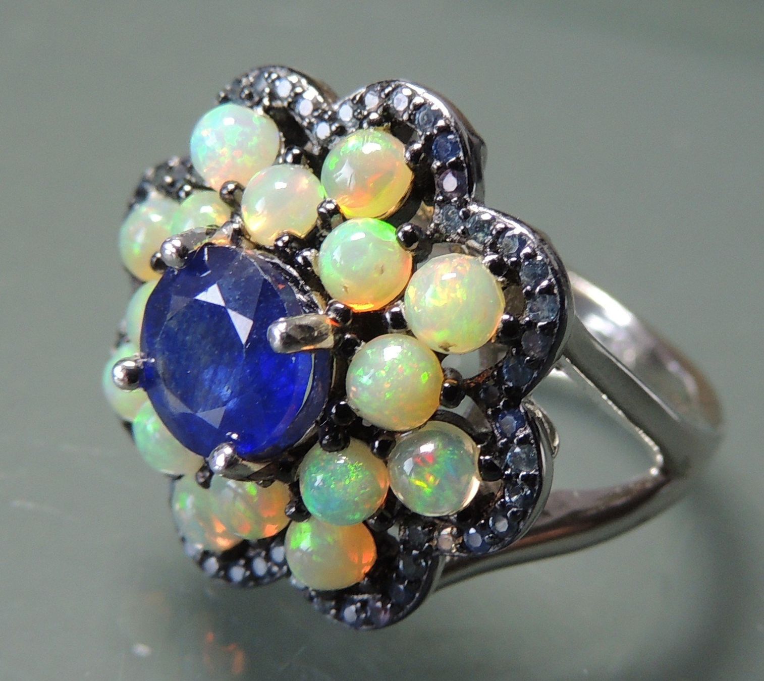 Anelli: Opal und Saphir Silber 925 Fingerring – Nuovo e nell'imballaggio originale da Waldenburg venduto da schaller707 4