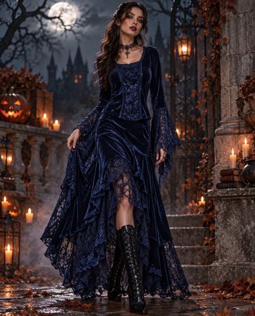 NEU Halloween Samt Oberteil Gothik Mittelalter Festival S M