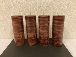 Kerzen ca. 7,5 x 21 cm, braun marmoriert, 4 Stück