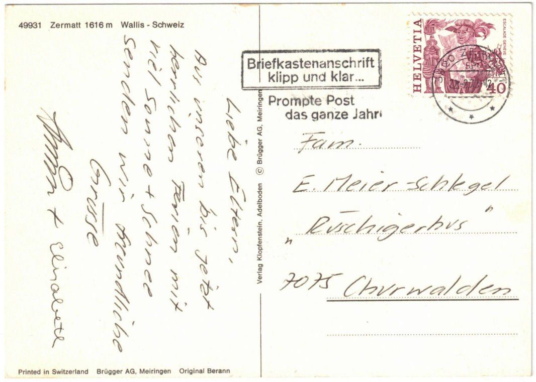 Cartoline postali: Zermatt - Pistenplan – Usato da Binningen venduto da Mountainrider 1