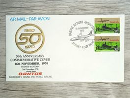 TR80 Enveloppe + Timbre Australie 1970 Theme Aviation