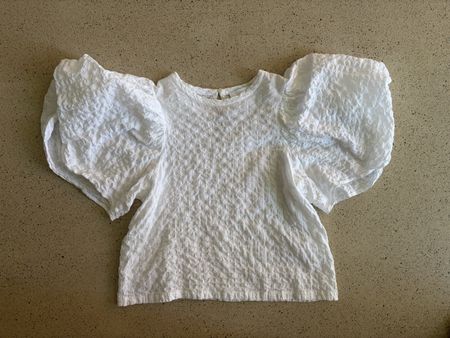 Bluse (nude) weiss mit Puffärmeln Baumwolle guter Zustand