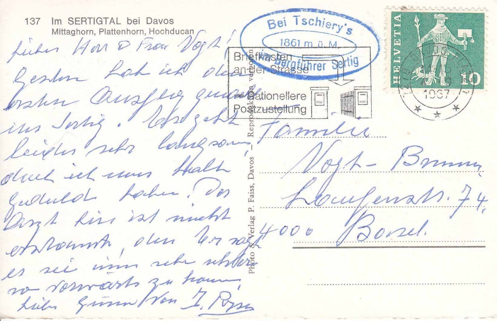 Cartoline postali: Sertigtal 1967 – Usato da Bürglen TG venduto da StampGraf 1