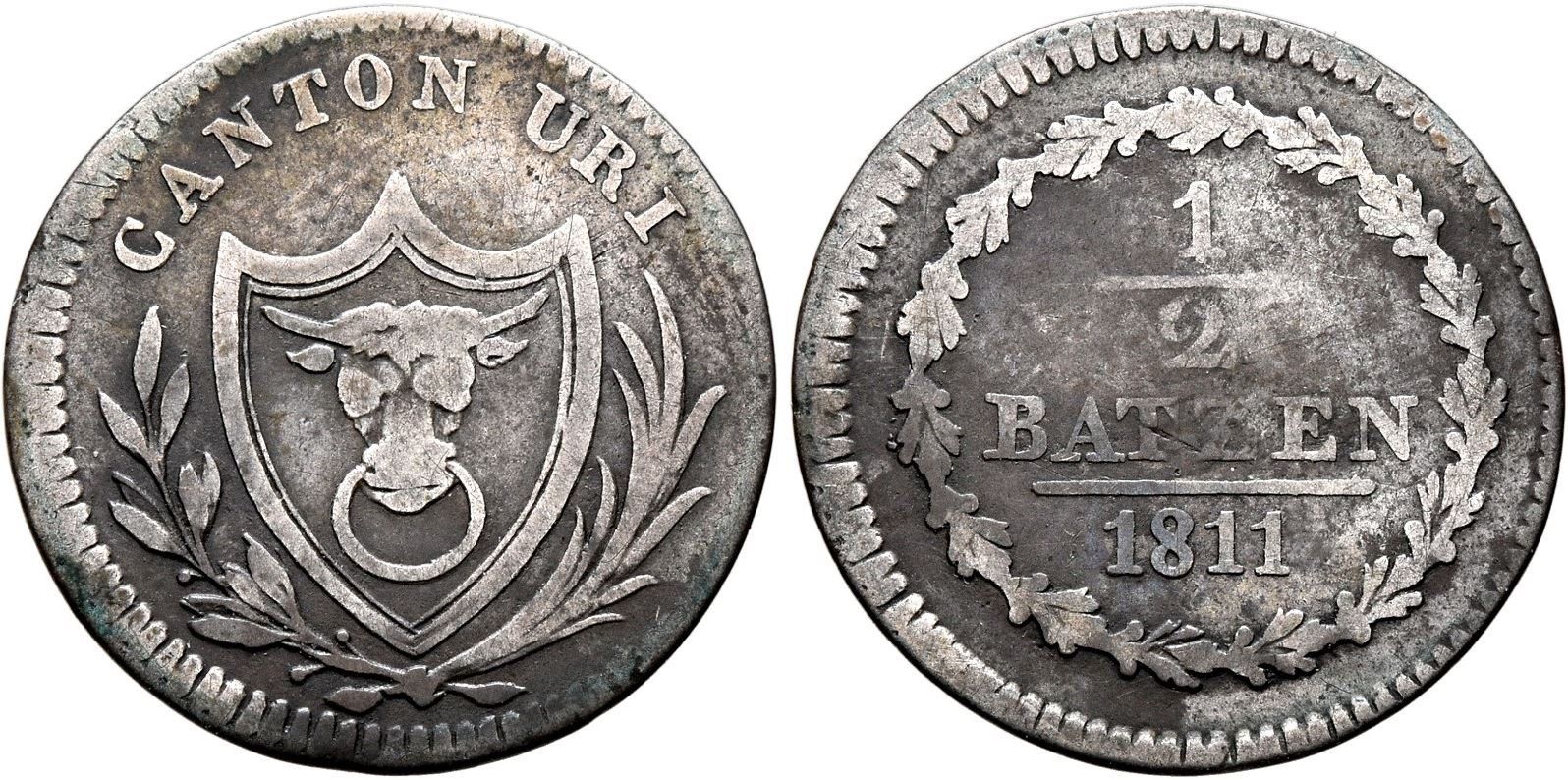 Tutti le monete: Uri: 1/2 Batzen 1811 ++ – Usato da Pfungen venduto da Aguti77