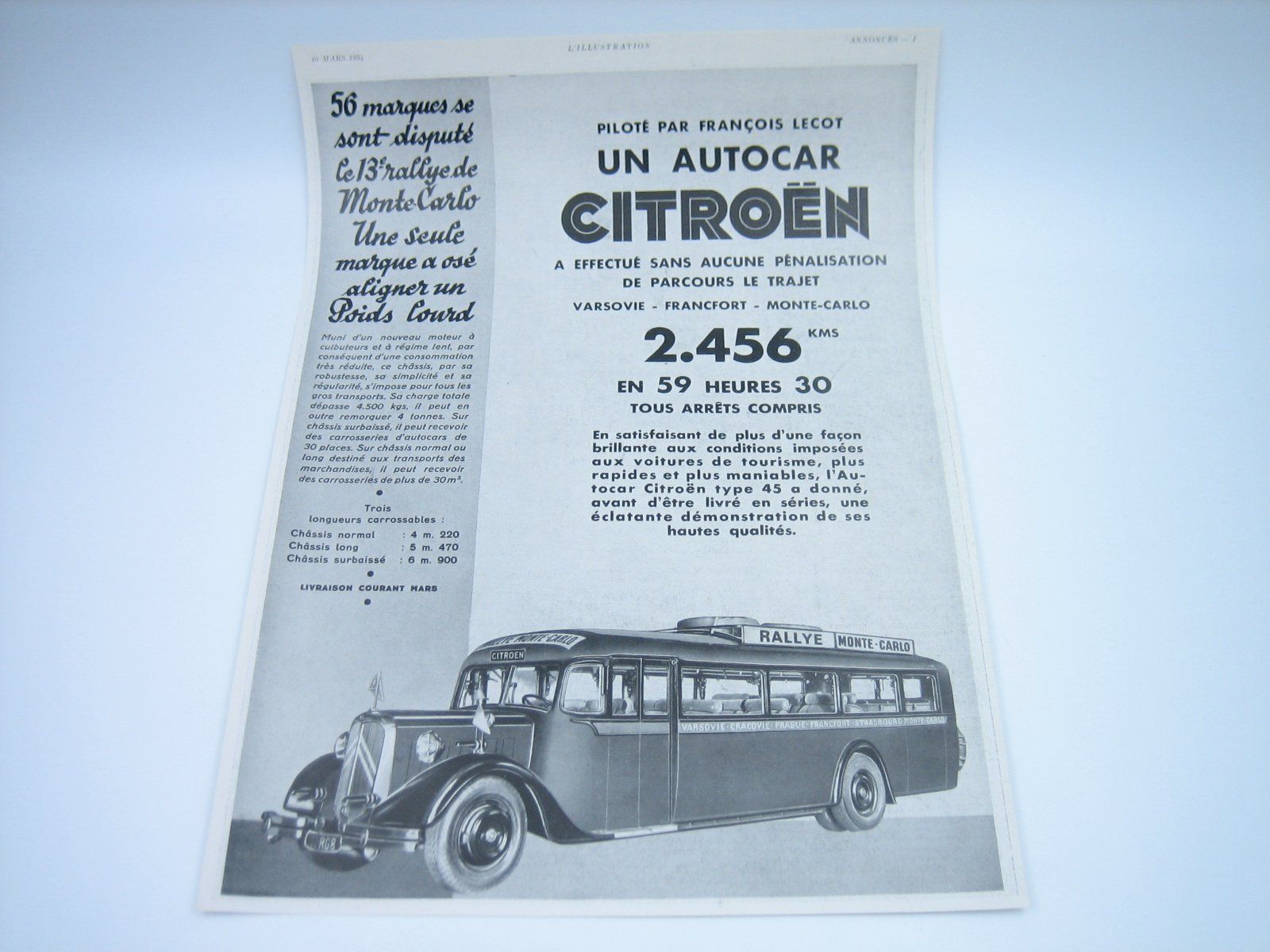 Foto & Immagini: Citroen Autocar altes Werbeblatt 1934 – Usato da Zürich venduto da Tomi118