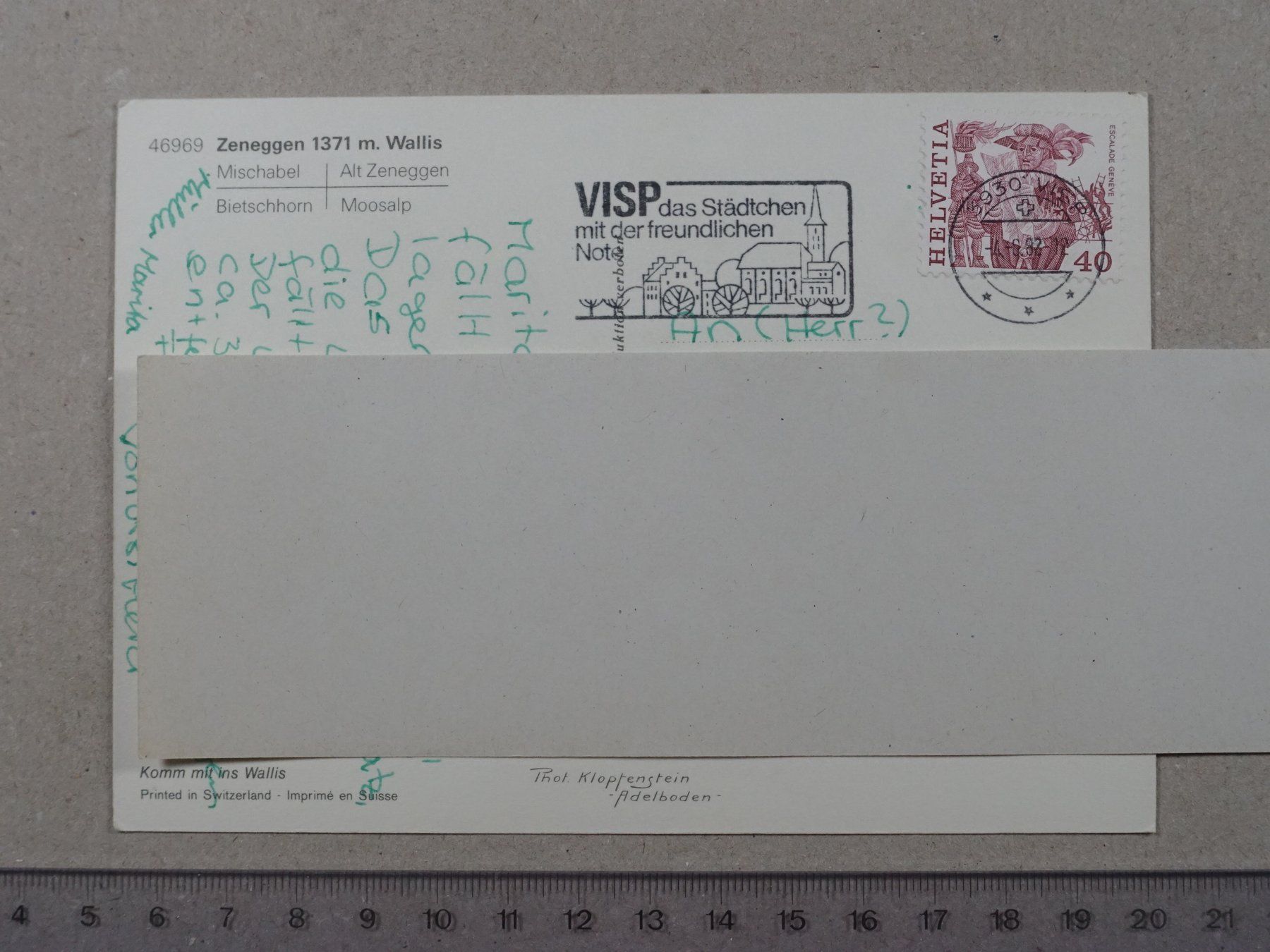Cartoline postali: Zeneggen, 1982 – Usato da Lenzburg venduto da fh1 1
