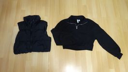 XS/34 - LOT DE PRINTEMPS : GILET SANS MANCHES et PULL COURT